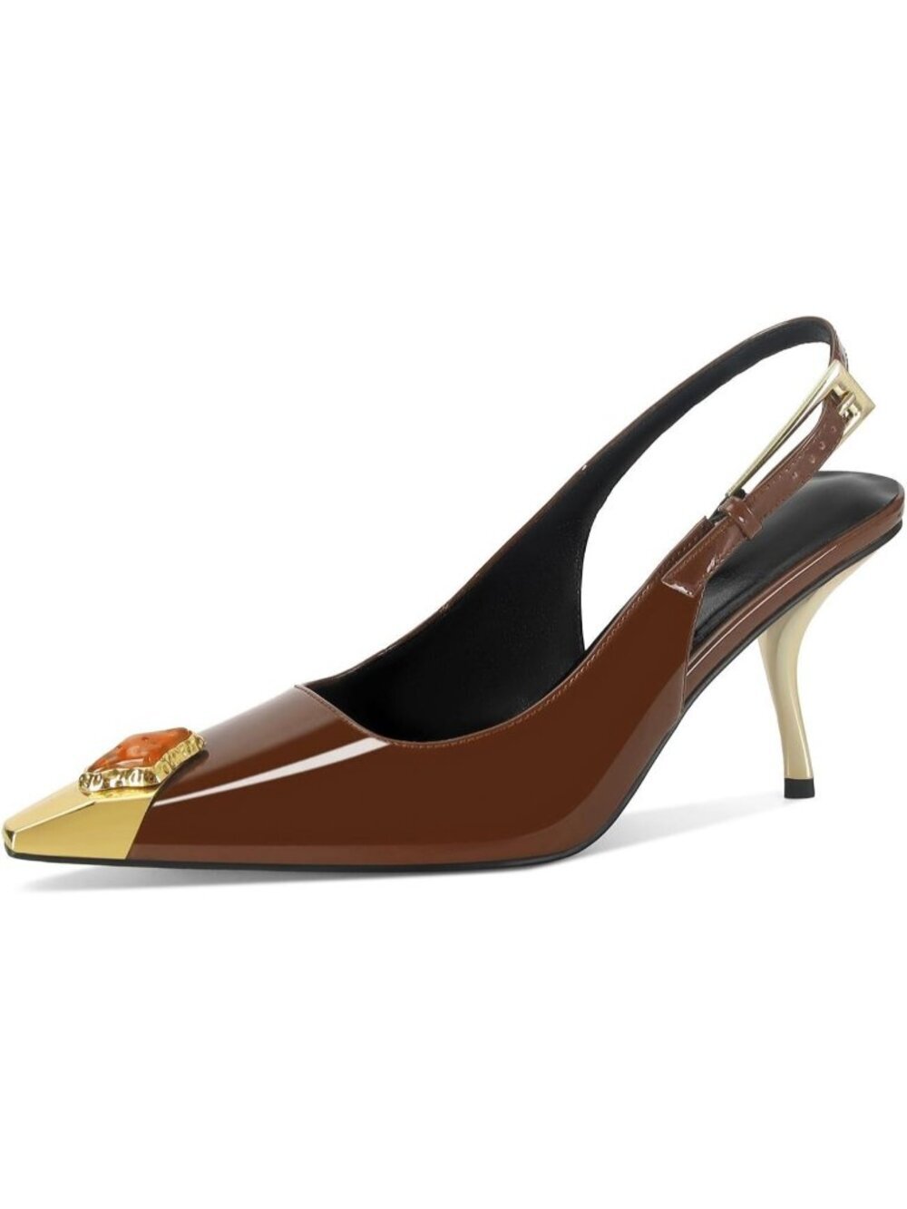 Women's Brown Foam Fabric Pointed Closed Toe Fashion Wedding Sandal Heels